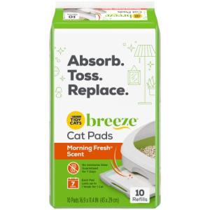 Purina Tidy Cats Breeze Litter System Cat Pad Refills, Breeze Morning Fresh Scent 10ct. Refill Pack - 10 Count (Pack of 1)