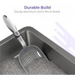 iPrimio Cat Litter Scooper Deep Shovel with Holder - (Silver XL) - Non-Stick Pooper Scooper Shovel Kitty Litter Sifter - Patented Solid Aluminum Poop Scoopers with Long Handle, Easy Grip, Pet Supplies