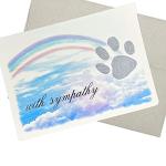 Groomers Margins Rainbow and Paw Pet Sympathy Card for loss of dog (5X7 Inch, 1 Textured Card, Message Inside) condolences card for loss of dog or cat. Also for veterinary practice - 73