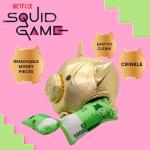 design LAB, Inc. Squid Game Official Merchandise | Plush Toys for Dogs | Gold Nesting Bank with Green Play Money | Interactive Play Toy for Indoor Fun