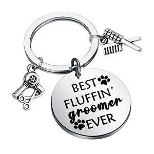 PENQI Dog Groomer Jewelry Dog Groomer Gift Dog Grooming Jewelry Pet Groomer Gift Best Fluffin' Groomer Ever Keychain (Best Fluffin' Groomer Ever Keychain)