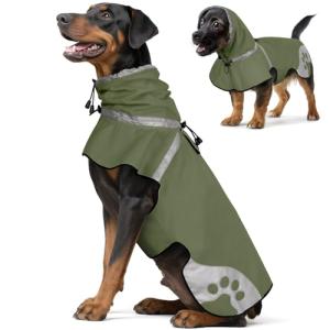 Dog Raincoat for Medium Dogs,Dog Rain Jacket Waterproof,for Adventures, Walking, Hunting（M,Dark Green）