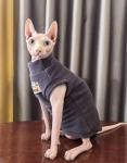 Sphynx Cat Clothes Hairless Cat Warm Fleece Vest Elastic Winter Sweater Outfit, Pet Clothes for Sphynx Cat Coat for Cats and Small Dogs Apparel, Hairless cat Shirts Sweaters (Blue Grey, Large)
