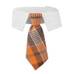 ADOGGYGO Fall Dog Necktie Pet Tuxedo Halloween Thanksgiving Dog Neck Tie Collar with Orange Plaid Tie for Large Dogs Pets (Large, Orange)