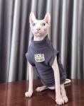 Sphynx Cat Clothes Hairless Cat Warm Fleece Vest Elastic Winter Sweater Outfit, Pet Clothes for Sphynx Cat Coat for Cats and Small Dogs Apparel, Hairless cat Shirts Sweaters (Blue Grey, Large)
