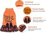 CuteBone Halloween Dog Sweater Dress Trick or Treat Knit Turtleneck Puppy Sweater with Bowtie Harness Hole Pullover Winter Dress for Small Medium Dogs and Cat Pet Apparel