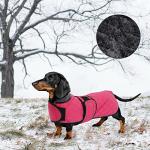 Warm Thermal Quilted Dachshund Coat, Dog Winter Coat with Warm Fleece Lining, Outdoor Dog Apparel with Adjustable Bands for Medium, Large Dog-Pink-S