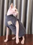 Sphynx Cat Clothes Hairless Cat Warm Fleece Vest Elastic Winter Sweater Outfit, Pet Clothes for Sphynx Cat Coat for Cats and Small Dogs Apparel, Hairless cat Shirts Sweaters (Blue Grey, Large)