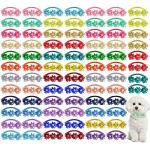 Reginary 80 Pcs Dog Bowtie Flower Collar Girl Dog Accessories Adjustable Girl Puppy Collars Cat Bow Tie Flower with Diamond Crystal for Cats Pet Summer Birthday Party Christmas Wedding Supplies