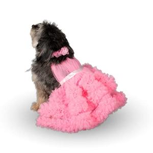 Puptail Dog Dress With Lovely Bandana - Clothes for Medium and Large Dogs Like Shih Tzu, Labrador, Golden Retriever, Pug and Cat - XXL Pink