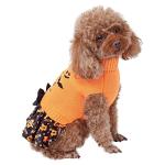 CuteBone Halloween Dog Sweater Dress Trick or Treat Knit Turtleneck Puppy Sweater with Bowtie Harness Hole Pullover Winter Dress for Small Medium Dogs and Cat Pet Apparel