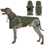 Dog Raincoat for Medium Dogs,Dog Rain Jacket Waterproof,for Adventures, Walking, Hunting（M,Dark Green）