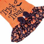 CuteBone Halloween Dog Sweater Dress Trick or Treat Knit Turtleneck Puppy Sweater with Bowtie Harness Hole Pullover Winter Dress for Small Medium Dogs and Cat Pet Apparel