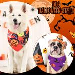 12 Pieces Halloween Dogs Bandanas Adjustable Triangle Bandana with Bat Ghost Pumpkin Patterns for Halloween Puppy Cat Costume PET Apparel Accessories (Pumpkin and Ghost)