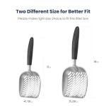 WePet Cat Litter Scoop, Aluminum Alloy Sifter, Kitty Metal Scooper, Deep Shovel with Diagonal Sifting Hole, Long Handle, Kitten Poop Lifter for Litter Box, Medium Size, Black Handle