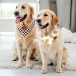 JarThenaAMCS 2Pcs One Happy Dude Dog Bandana Boho Smile Face Checkerboard Print Fabric Pet Scarf Medium Sizes Adjustable Pet Neckerchief Dog Bibs for Birthday Costume Accessories