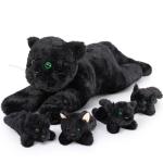MaoGoLan 5Pcs Black Cat Plush with 4 Babies Inside - 20" Big Realistic and Soft Black Cat Plushies Gift for Cat Lovers, Women, Girls, Kids