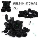 MaoGoLan 5Pcs Black Cat Plush with 4 Babies Inside - 20" Big Realistic and Soft Black Cat Plushies Gift for Cat Lovers, Women, Girls, Kids