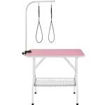 costoffs Foldable Pet Dog Grooming Table with Basket Adjustable Arm Double Tether Salon Table for Small Medium Dogs/Cats 160cm High Pink