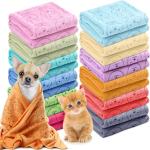 Irenare 12 Pcs Dog Towels Microfiber Pack Bulk, 20 x 40 inch Quick Drying Absorbent Pet Puppy Towels for Drying Small Puppy Dog Cat Pet Kitten Grooming Bathing Shower Travel Supplies