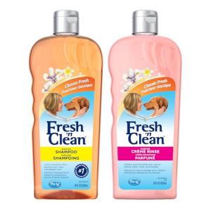 PetAg Fresh ’n Clean Scented Shampoo, Classic Fresh Scent (18 oz) + Fresh ’n Clean Scented Creme Rinse Conditioner, Classic Fresh Scent (18 oz)