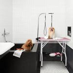 costoffs Foldable Pet Dog Grooming Table with Basket Adjustable Arm Double Tether Salon Table for Small Medium Dogs/Cats 160cm High Pink