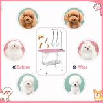 costoffs Foldable Pet Dog Grooming Table with Basket Adjustable Arm Double Tether Salon Table for Small Medium Dogs/Cats 160cm High Pink