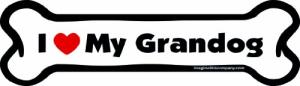 Imagine This Company I Love My Breed Bone Shaped Pet Magnet; Removable Magnets for Cars, Fridges, Lockers & More, Stylish Pet Inspired Car Accessories, 2 x 7 inches, 1 Item, White/Black, Grandog