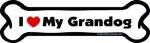 Imagine This Company I Love My Breed Bone Shaped Pet Magnet; Removable Magnets for Cars, Fridges, Lockers & More, Stylish Pet Inspired Car Accessories, 2 x 7 inches, 1 Item, White/Black, Grandog