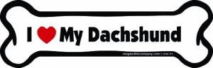 Imagine This Company I Love My Breed Bone Shaped Pet Magnet; Removable Magnets for Cars, Fridges, Lockers & More, Stylish Pet Inspired Car Accessories, 2 x 7 inches, 1 Item, White/Black, Dachshund