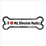 Imagine This Company I Love My Breed Bone Shaped Pet Magnet; Removable Magnets for Cars, Fridges, Lockers & More, Stylish Pet Inspired Car Accessories, 2 x 7 inches, White/Black, Siberian Husky