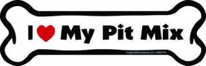 Imagine This Company I Love My Breed Bone Shaped Pet Magnet; Removable Magnets for Cars, Fridges, Lockers & More, Stylish Pet Inspired Car Accessories, 2 x 7 inches, 1 Item, White/Black, Pit Mix