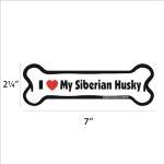 Imagine This Company I Love My Breed Bone Shaped Pet Magnet; Removable Magnets for Cars, Fridges, Lockers & More, Stylish Pet Inspired Car Accessories, 2 x 7 inches, White/Black, Siberian Husky