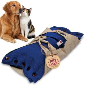 Sweet Goodbye Cocoon® - Eco-Friendly Pet Burial & Cremation Ceremony Kit (Premium Wool) - Casket for Dogs and Cats (Choose Size & Color) (Small, Indigo)