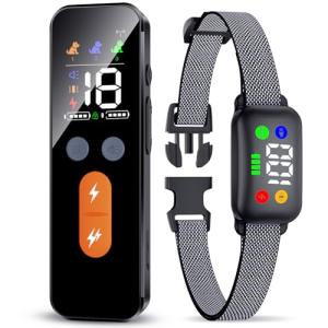 Dog Training Collar, Dog Shock Collar with Remote Control for Medium Large Dogs 40-120lbs, IP68 Waterproof Shock Collar for Dogs with Beep Vibration Static & Safety Lock
