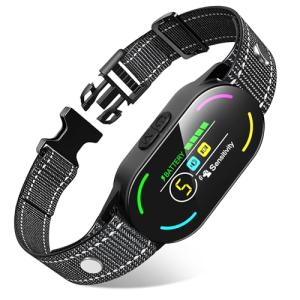 Dog Bark Collar, Rechargeable Smart Collar, with 4 Adjustable Modes Beep Vibration and 5 Adjustable Sensitivities, Bark Collar for Large Medium Small Dogs (Black)