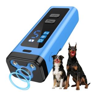 SAMULE Ultrasonic Dog Bark Deterrent Device 30 FT Handheld Anti Barking Control Device LED Barkshield for Dogs Puppy Training Tools with 5 Modes & USB-C Rechargeable for Indoor Outdoor