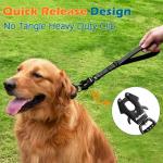 PetBonus Heavy Duty Short Dog Leash, 12 Inch Nylon Traffic Leash with Quick Release Clip, Comfortable Padded Handle, Reflective Training Lead for Medium Large Dogs (Black, 12")