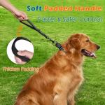 PetBonus Heavy Duty Short Dog Leash, 12 Inch Nylon Traffic Leash with Quick Release Clip, Comfortable Padded Handle, Reflective Training Lead for Medium Large Dogs (Black, 12")