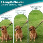 PetBonus Heavy Duty Short Dog Leash, 12 Inch Nylon Traffic Leash with Quick Release Clip, Comfortable Padded Handle, Reflective Training Lead for Medium Large Dogs (Black, 12")