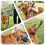 PetBonus Heavy Duty Short Dog Leash, 12 Inch Nylon Traffic Leash with Quick Release Clip, Comfortable Padded Handle, Reflective Training Lead for Medium Large Dogs (Black, 12")