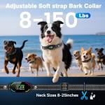 Dog Bark Collar, Rechargeable Smart Collar, with 4 Adjustable Modes Beep Vibration and 5 Adjustable Sensitivities, Bark Collar for Large Medium Small Dogs (Black)