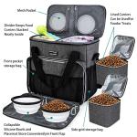 BAGLHER Dog Travel Bag, Pet Travel Bag (ALL Pet Travel Supplies), With 2 Pet Food Containers and 2 Collapsible Silicone Bowls; Essential Kits for Pet Travel Grey