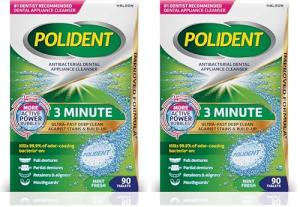 Polident 3 Minute Denture Cleanser Tablets - 90 count (Pack of 2)
