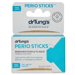 drTung's Dental Sticks for Teeth & Gum Cleaning - Toothpicks for Oral Care, Soft Floss Picks for Teeth, Interdental Plaque & Food Remover Tool, Perio Sticks - Thin, Bulk 100 Count (Pack of 1)