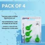Paro Swiss FlexiGrip 1083 Interdental Brush, Medium Bristles Tooth Cleaning Tool for Interdental Spaces, Light Green, Conical, 3.0/8mm, Pack of 4