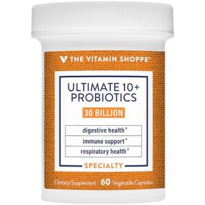 The Vitamin Shoppe Ultimate 10+ Probiotics, 30 Billion CFUs for Digestive Health, Immune Support and Respiratory Health (60 Vegetable Capsules)