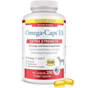 Omega-Caps ES for Large & Giant Dogs - Omega 3, Vitamins, Minerals, Antioxidants - Support Immune System, Joints, Heart, and Brain - 250 Softgel Capsules