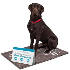 Internet's Best Chenille Dog Doormat - 35 x 25 - Absorbent Surface - Non-Skid Bottom - Protects Floors - Grey