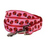 Blueberry Pet Essentials 2 Patterns Durable Pink Webbing Ladybug Designer Dog Leash 5 ft x 5/8", Small, Basic Nylon Leashes for Dogs